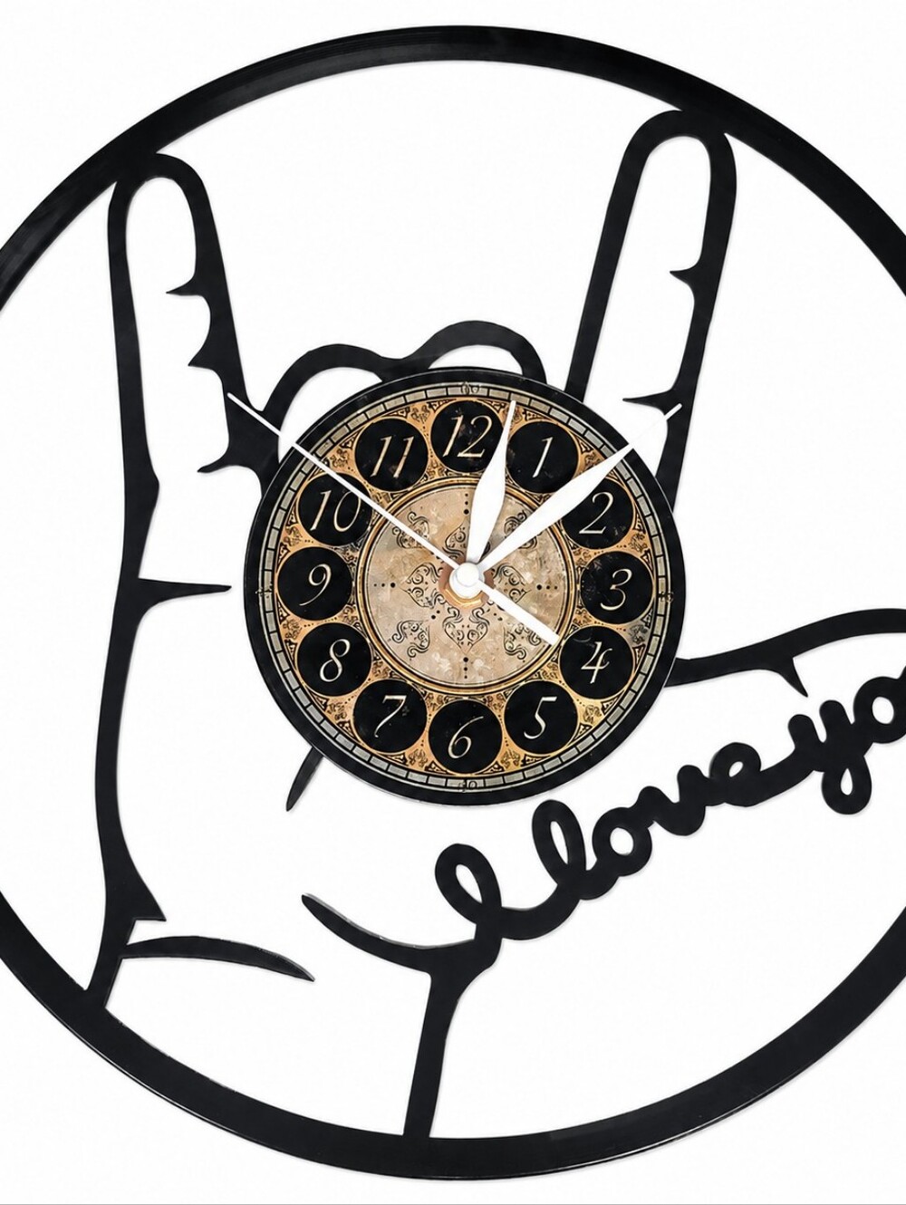 ASL "I Love You" Vinyl Record Clock